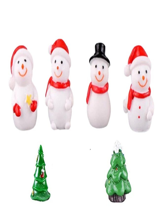 BHOOLU&GOOLU Cute Snowman & Tree Resin Craft Fairy Garden Ornaments Figurines for Christmas Decoration - 6 pcs Set - Image 1